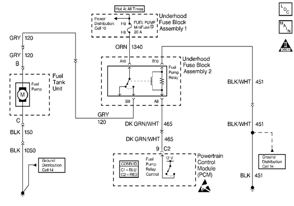 Fuel Pump Electrical Circuit Diagnosis